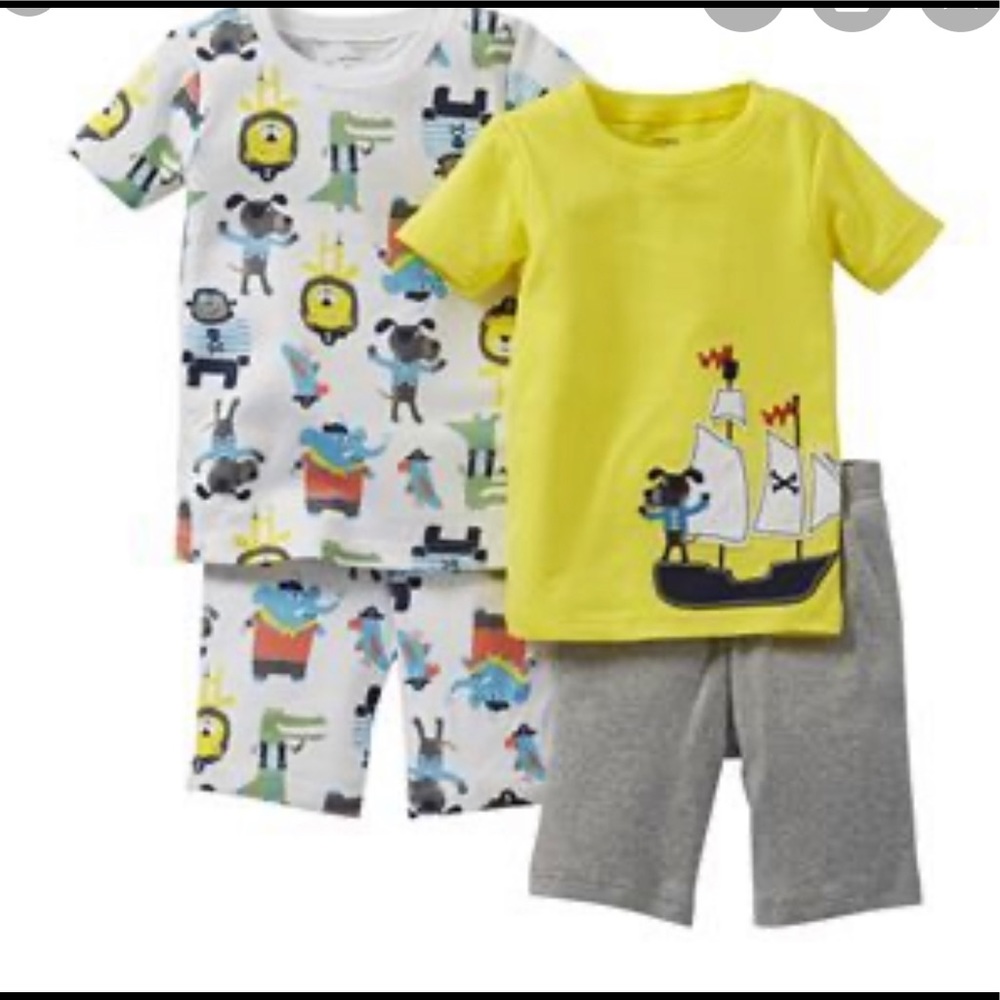 NEW Carters Boys 4T 4 Pc Pajama Shorts Set Cotton